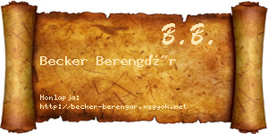 Becker Berengár névjegykártya